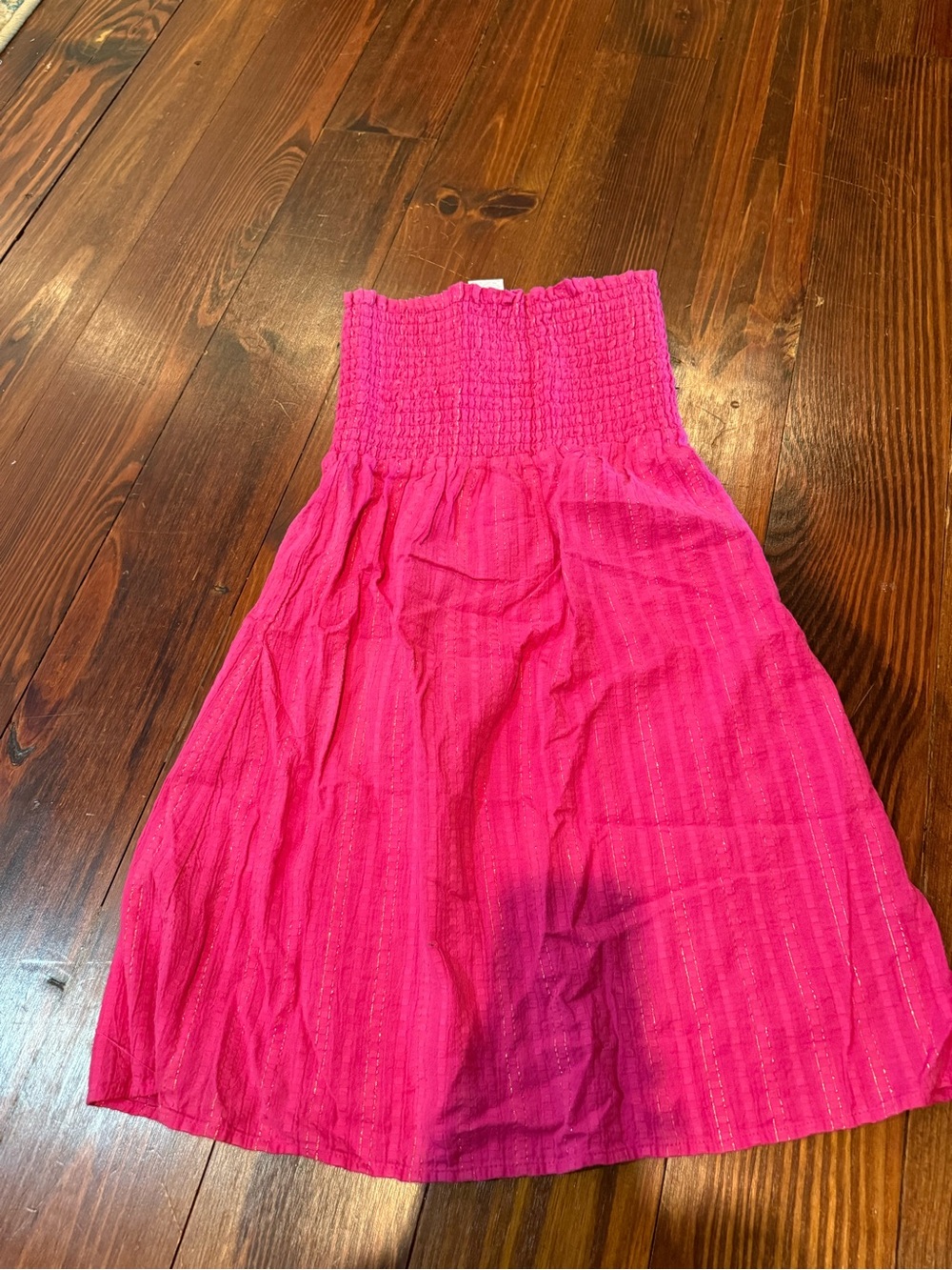Kids strapless Hot Pink Smocked dress